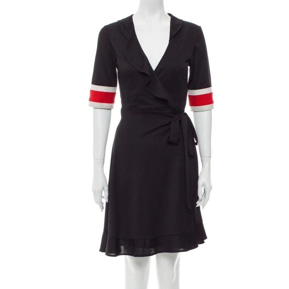 Ganni Colorblock Pattern Knee-Length Dress navy sz S
